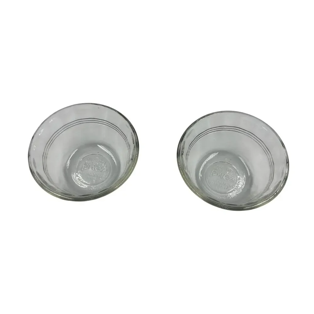 Corning Pyrex VTG Style‎ 463 Scalloped 175 ml Clear Glass Custard Cups Lot of 2